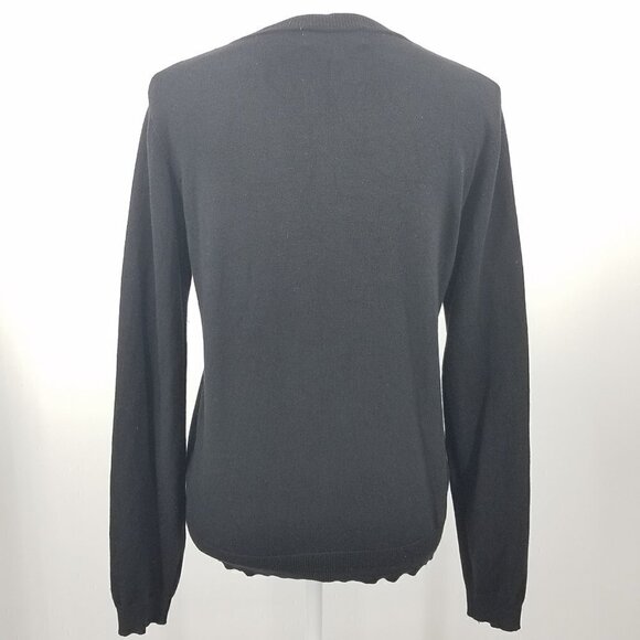 Philosophy Crewneck Black Gold Embroidered Floral Pattern Sweater - Picture 4 of 7